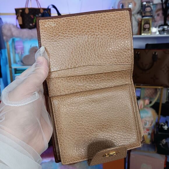 Celine Vintage Light Brown Leather KISS Lock Compact Wallet - Picture 6 of 14